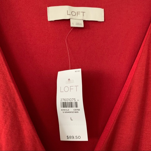 NWT LOFT midi red wrap dress - Picture 5 of 8